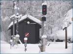 Depot mit Drehscheibe und Wasserkran fr den gelegntlichen Dampfbetrieb und Ausfahrsignal Richtung Wiesen. (20.01.2009)