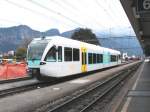 RhB,erste Testfahrten eines Prototyps Stadler GTW 2/6 im Bereich der RhB Hauptwerksttten in Landquart.12.09.03