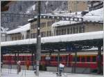 Winterstimmung am Bahnhof St.Moritz.