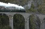 Das Landwasserviadukt bei Filisur mit Dampfzug (107).