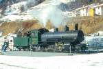 RhB - G 4/5 108 am 09.02.1997 in Scuol - Dampflok - Baujahr 1906 - SLM 1710 - in Betriebnahme 07.06.1906 - Gewicht 68,00t - 590 KW - LP 13,97m - zulssige Geschwindigkeit 45/30 km/h Tender voraus -