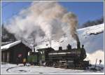 G 4/5 107  Albula  auf der Drehscheibe in Filisur.