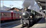 Clà Ferrovia - Reise ins Lichterland bei der RhB. G 4/5 108  Engiadina  wird den Extrazug für Kinder nach Valendas-Sagogn in der Rheinschlucht ziehen. Landquart.(21.12.2013)