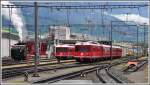 G 4/5 107  Albula  Be 4/4 512 und 514 als S1 1511 nach Rhäzüns. (09.05.2015)