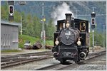 UNESCO Welterbetag bei der RhB. Dampflok G 3/4 11  Heidi  beim Manöver in Pontresina. (12.06.2016)