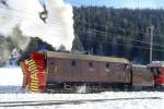 Xrot d 9213 am 31.01.1998 in Cavaglia - Bernina-Dampfschneeschleuder selbstfahrend - Baujahr 1911 - SLM - Dienstgewicht 63,5t - LP 13,67 - V 35Km/h - Schleudern bis 12 km/h - 1=21.01.1991 -