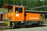 RhB - Tmf 2/2 88 am 01.09.1993 in Pontresina - Strkerer Dieselmotor-Stationstraktor - bernahme: 27.06.1992 - RACO1989/Cummins - 331KW - Gewicht 24,00t - LP 7,50m - zulssige Geschwindigkeit