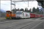 Ge 4/4 III 643  Vals  und Tm 2/2 115 in Ilanz/Glion.