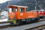 SCHMA Tm 2/2 117 der RhB abgestellt am 10.03.2009 in Thusis.