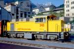 RhB - Gmf 4/4 242 am 05.06.1993 in Landquart - Rangier-Diesellok - bernahme 19.07.1991 - GMEINDER5696/KAELBLE - 559 KW - Gewicht 50,00t - LP 11,70m - zulssige Geschwindigkeit 60 km/h - Logo RhB