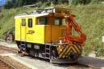 RhB - Te 2/2 75 am 15.05.1988 in Filisur - elektrischer thyristorgesteuerter Bahndiensttraktor mit Kran - bernahme: 31.03.1969 - Siemens6311/Schalker/RhB - 230 KW - Gewicht 15,00t - LP 6,72m -