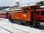 RhB - Rangierlok Tm 2/2 112 im Bahnhofsareal von St. Moritz am 15.02.2014