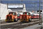 Gm 3/3 232 und 233 sowie ABe 8/12 3506 und 3515 in Landquart. (09.02.2016)