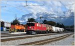 Ge 6/6 II 702  Curia  und Gm 4/4 241 in Untervaz-Trimmis. (04.10.2016)