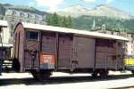 RhB - Xk 9006 II am 20.06.1999 in Davos Platz - Materialwagen - 2-achsig mit 1 offenen Plattform - Baujahr 1963 - JMR - Gewicht 10,40t - Zuladung 10,00t - LP 9,14m - zulssige
