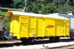 RhB - Xk 9011 III am 28.05.1995 in Poschiavo - Materialwagen - 2-achsig mit 1 offenen Plattformen - Baujahr 1896 - SIG - Gewicht 7,44t - Zuladung 12,50t - LP 8,50m - zulssige Geschwindigkeit 60 km/h