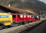 Ge4/4I 601 und Ge4/4III 648 mit neuer Werbung am 22.10.08 in Bever.