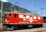 RhB - Ge 4/4I 601  ALBULA  am 07.06.1997 in LANDQUART - STRECKEN-LOKOMOTIVE - bernahme 08.07.1947 - SLM3920/MFO/BBC - 1184 KW - Gewicht 48,00t - LP 12,10m - zulssige Geschwindigkeit 80 km/h. Hinweis: noch mit Scherenpantograf, Eigenwerbung: 50 Jahre 5 Mio km
