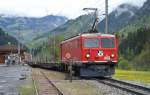 RhB Ge 4/4 I 605 beim Manöver in Furna (7.5.2014)