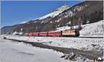 R1936 nach Scuol-Tarasp mit Ge 4/4 II 622  Arosa  zwischen Samedan und Bever. Am Dienstag 14.11.2017 war Spatenstich für den Ausbau auf Doppelspur zwischen Samedan und Bever. Und bereits am Mittwoch wurde an einer Baupiste entlang des Bahndamms gearbeitet. (15.11.2017)