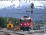 Ge 4/4 II 611  Landquart  und Tm 84 in Untervaz vor dem schneebedeckten Vilan. (30.05.2007)