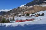 Ge 4/4 II 616 mit dem Schlittelzug am 14.02.2017 bei Bergün.