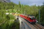Ge 4/4 II 632  Zizers  & 621  Felsberg  mit GZ 5162 auf dem Albulaviadukt IV am 20.6.2026