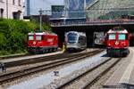 RHB Ge 4/4 II  615 und 623 mit Stadler ABe 4/16 Wagen 3133 Capricorn  am 04.07.26 in Chur 