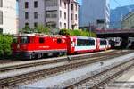 RhB Ge 4/4 II  629 am 06.07.26 in Chur mit einen Glacier Express