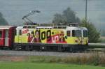 Ge 4/4 II 611  Landquart  mit Werbung fr,  log.in ,  Lehrstellen bei der RhB  am 10. Oktober 2007 zwischen Zizers und Igis.