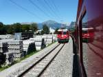 RhB - Schnappschuss zum Fenster Hinaus .. Gegenzug mit der Ge 4/4 625 zwischen Landquart und Chur am 26.07.2009