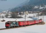 619  100 Jahre Berninabahn  der Rhb mit dem RE 1240 (Scuol-Tarasp-Disentis/Muster) bei Ilanz 14.2.10