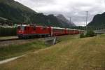 Ge 4/4 II 629 verlsst am 28.7.10 mit dem Bernina-Express 950 nach Chur Pontresina.
