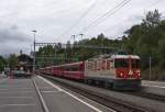 Die neuste RhB Werbelok Ge 4/4 II 622  Arosa  am 13. August 2010 im Bahnhof Filisur.