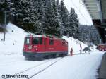 Ge 4/4 II 612 rangiert am 27.2.2011 in Arosa