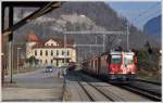 RE1350 aus St.Moritz mit Ge 4/4 612  Thusis  fhrt durch Malans Richtung Landquart. (03.03.2011)