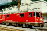 RhB - Ge 4/4II 617  ILANZ  am 27.08.1997 in DISENTIS - THYRISTOR-STRECKEN-LOKOMOTIVE - bernahme 26.10.1973 - SLM4890/BBC - 1700 KW - Gewicht 50,00t - LP 12,74m - zulssige Geschwindigkeit 90 km/h.
