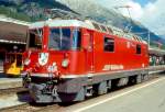 RhB - Ge 4/4II 618  BERGN/BRAVUOGN  am 04.09.1996 in SAMEDAN - THYRISTOR-STRECKEN-LOKOMOTIVE - bernahme 16.11.1973 - SLM4891/BBC - 1700 KW - Gewicht 50,00t - LP 12,74m - zulssige Geschwindigkeit