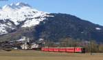 Rhb 621 mit dem RE 1237 (Disentis/Muster-Scuol-Tarasp) bei Castrich 9.3.14