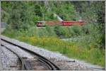 Am Schluss von RE 1249 und hinter zwei Valserwasser Containerwagen läuft die Ge 4/4 II 630  Trun  mit nach Landquart zur Untersuchung.