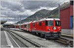 RE1343 mit Ge 4/4 II 625  Küblis  und AGZ-Wagen von Landquart nach St.Moritz in Samedan. (08.06.2016)