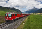 Nachschuss vom RE 1350 (St. Moritz - Klosters - Landquart) mit Ge 4/4 II 628  S-chanf  am Zugschluss.
Aufgenommen am 21.7.2016.
