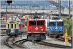 Ge 6/6 II 701  Raetia  und Ge 4/4 II 619  Samedan  treffen sich in Chur. (15.09.2016)