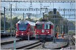 Überfuhrfahrt mit ABe 8/12 3502 und Güterzug mit Ge 4/4 ii 632  Zizers  UND 612  Thusis  in Untervaz-Trimmis.