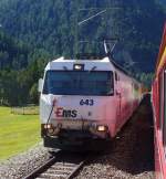 RhB - E - Lok  Ge 4/4  643 mit Zug unterwegs nach St.Mortiz  am 25.08.2007