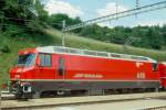 RhB - Ge 4/4 III 648  SUSCH  am 27.06.1995 in Filisur - Drehstrom-Universallokomotive - bernahme 05.11.1994 - SLM5635/ABB - 3200 KW - Gewicht 62,00t - LP 16,00m - zulssige Geschwindigkeit 100 km/h