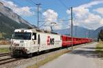 Am 26.Juli 2013 war Ge4/4 III Lok 643 der RhB mit einem Schnellzug aus Chur bei Domat/Ems-Emswerk auf dem Weg Richtung Reichenau-Tamins.