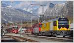 ABe 4/16 3103, Gmf 4/4 28701 mit Ge 4/4 III 645 in Untervaz-Trimmis.