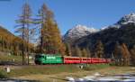 Rhb 647  A&MAG  mit dem RE 1140 (St.Moritz-Chur) bei Bever 29.10.14