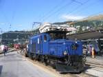 Ge 6/6 I Nr. 412 aus dem Jahr 1925, eines der vier einsatzfhigen von ursprunglich 15 legendren  Krokodilen  der RhB rangiert am Morgen des 13.08.2005 in St. Moritz.
